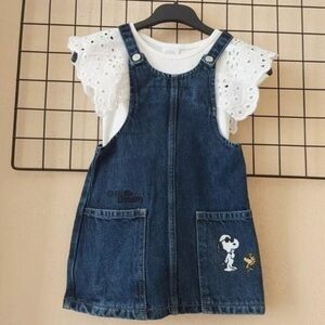 ZARA SNOOPY PEANUTS DENIM OVERALL DRESS